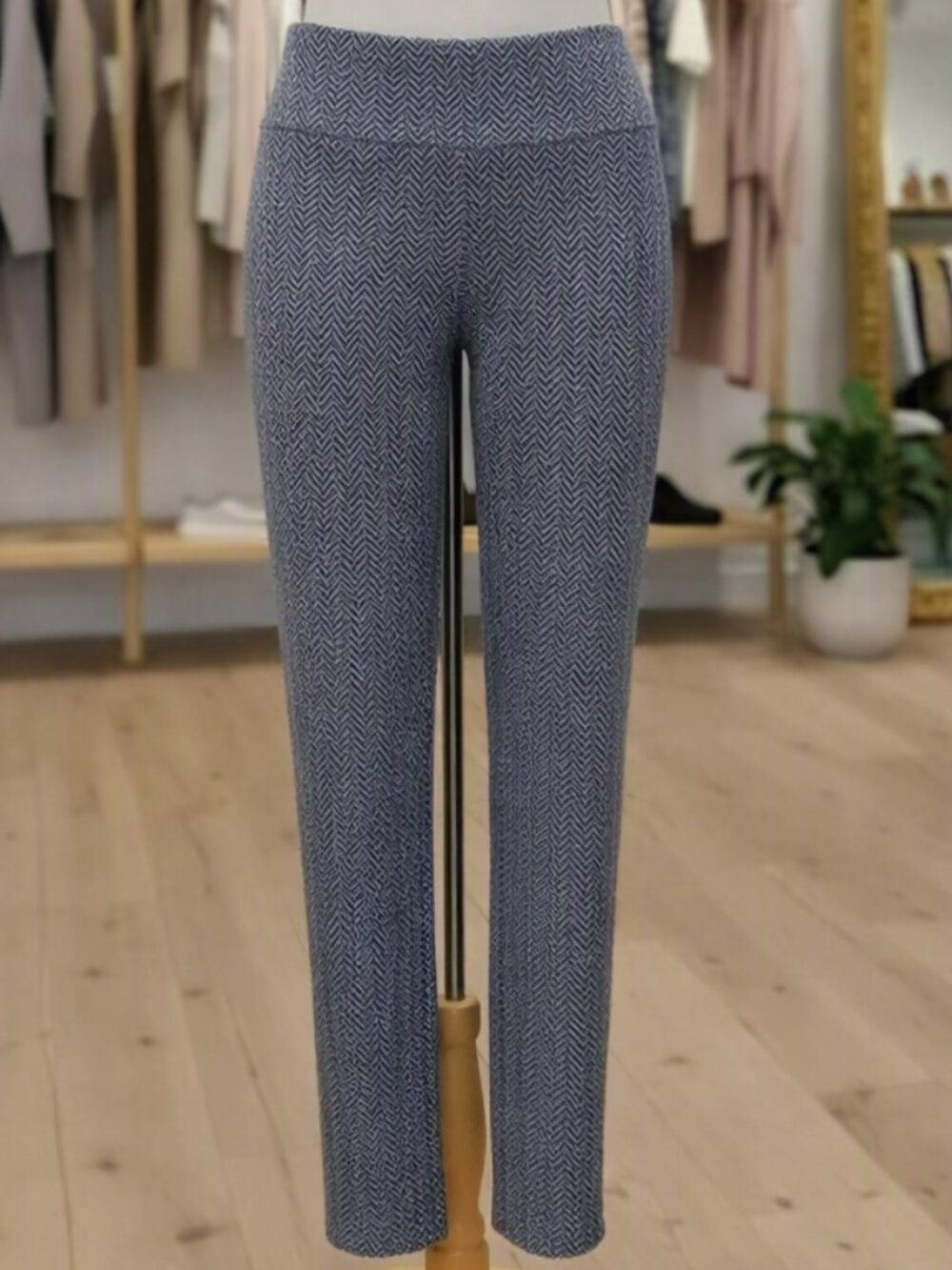 Stylus Women's Gray Herringbone Pattern Mid Rise 7/8 Ankle Leggings Size Small